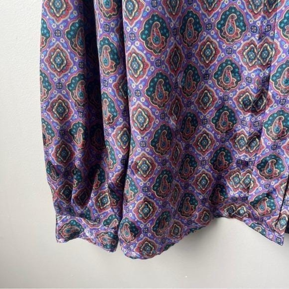 Vintage Blouse Women's Large Lavender Purple Paisley Mod Retro Office Secretary - Picture 6 of 12